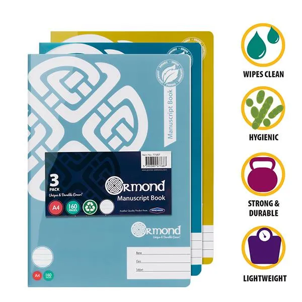 ■ Ormond - Pack of 3 - Manuscript Book Durable Cover