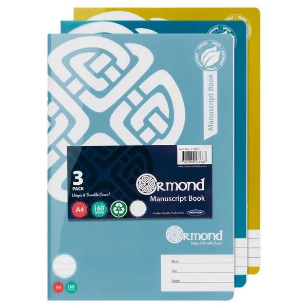 ■ Ormond - Pack of 3 - Manuscript Book Durable Cover