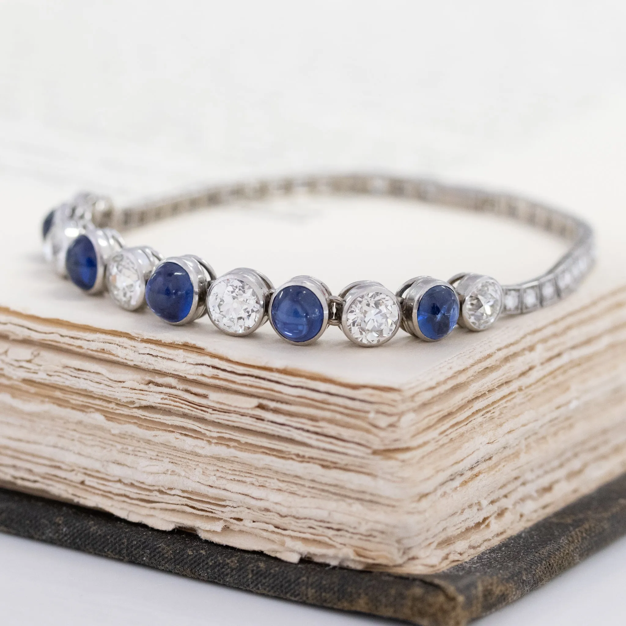 10.11ctw Vintage Diamond and Sapphire Flexible Bracelet