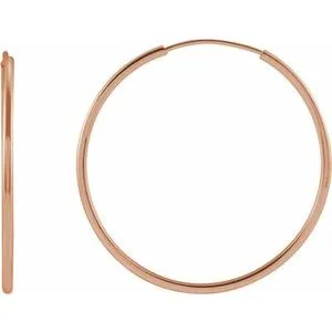 14K Rose Flexible Endless Tube 25 mm Hoop Earrings