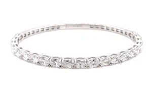 14K White Gold Flexible Oval Diamond Bangle (3ctw)