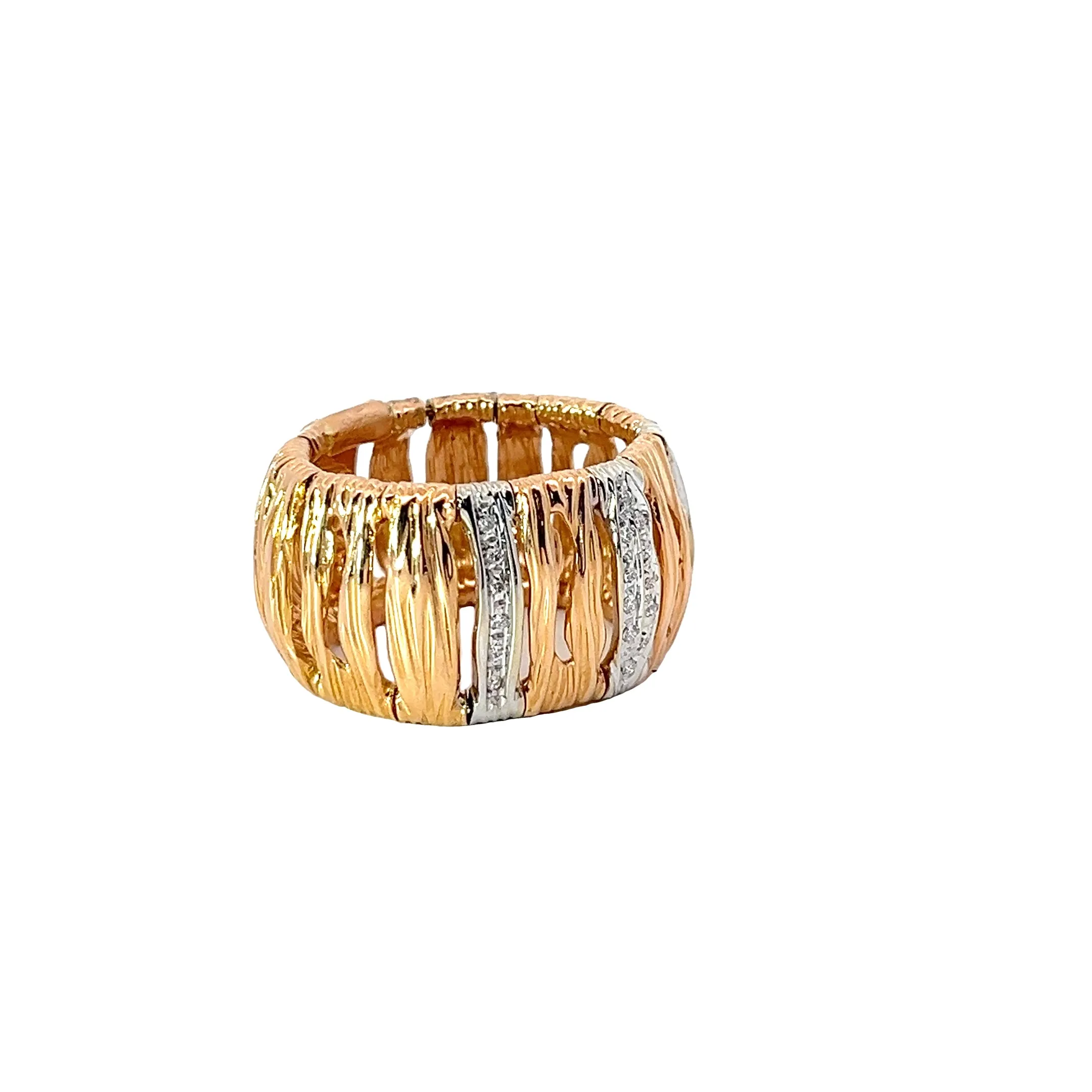 18KR .25CT ROUND DIAMOND FLEXIBLE 14.5MM WIDE RING