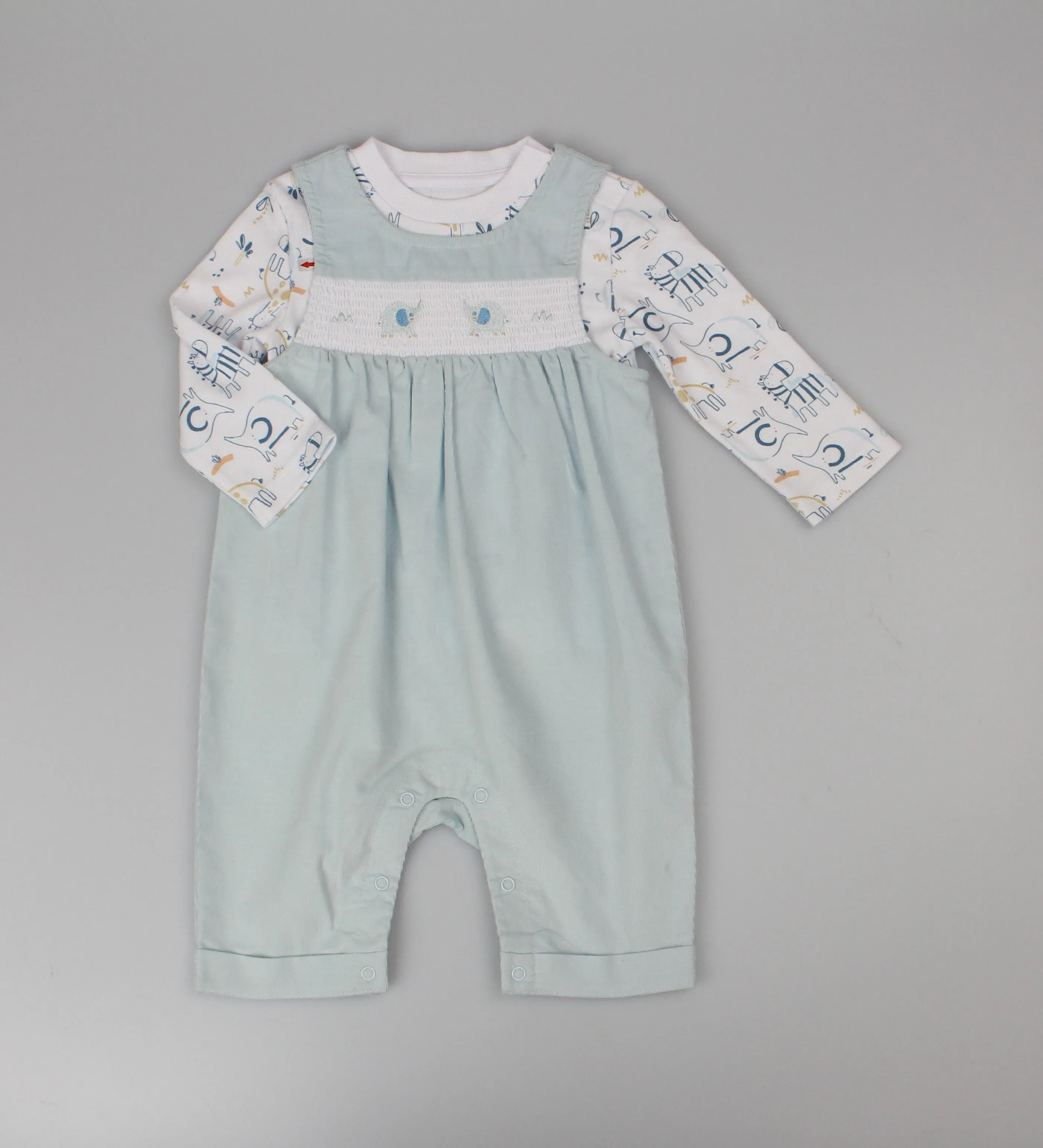 2pc Cord Dungaree Set - Blue Jungle (0-9m) (PK6) H13541