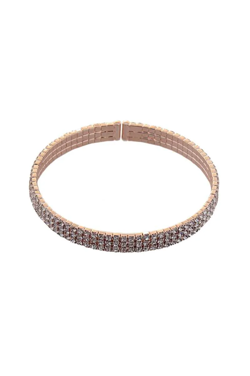 3 Line Rhinestone Flexible Bracelet