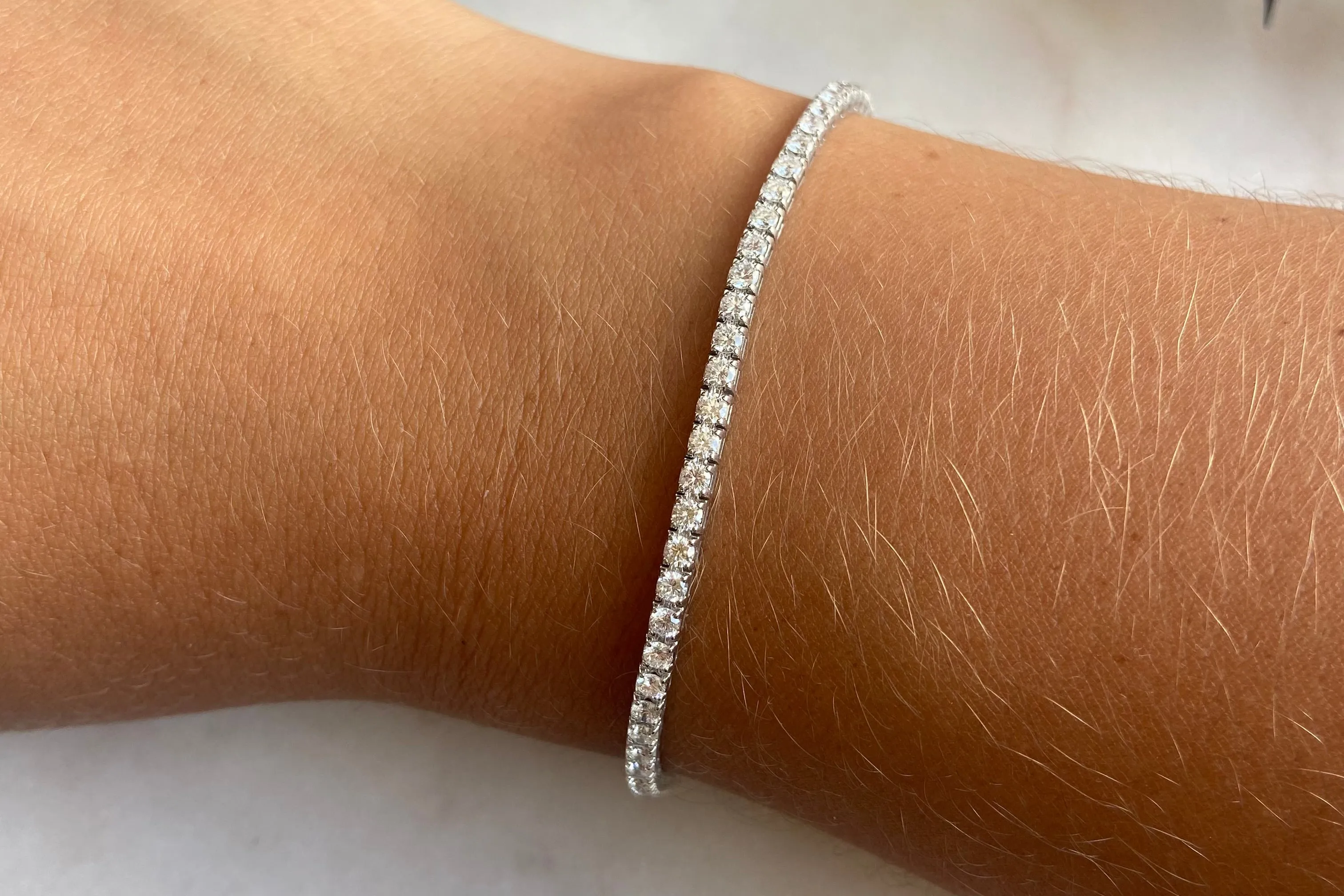 3 TCW White Gold Flexible Lab-Grown Diamond Tennis Bracelet