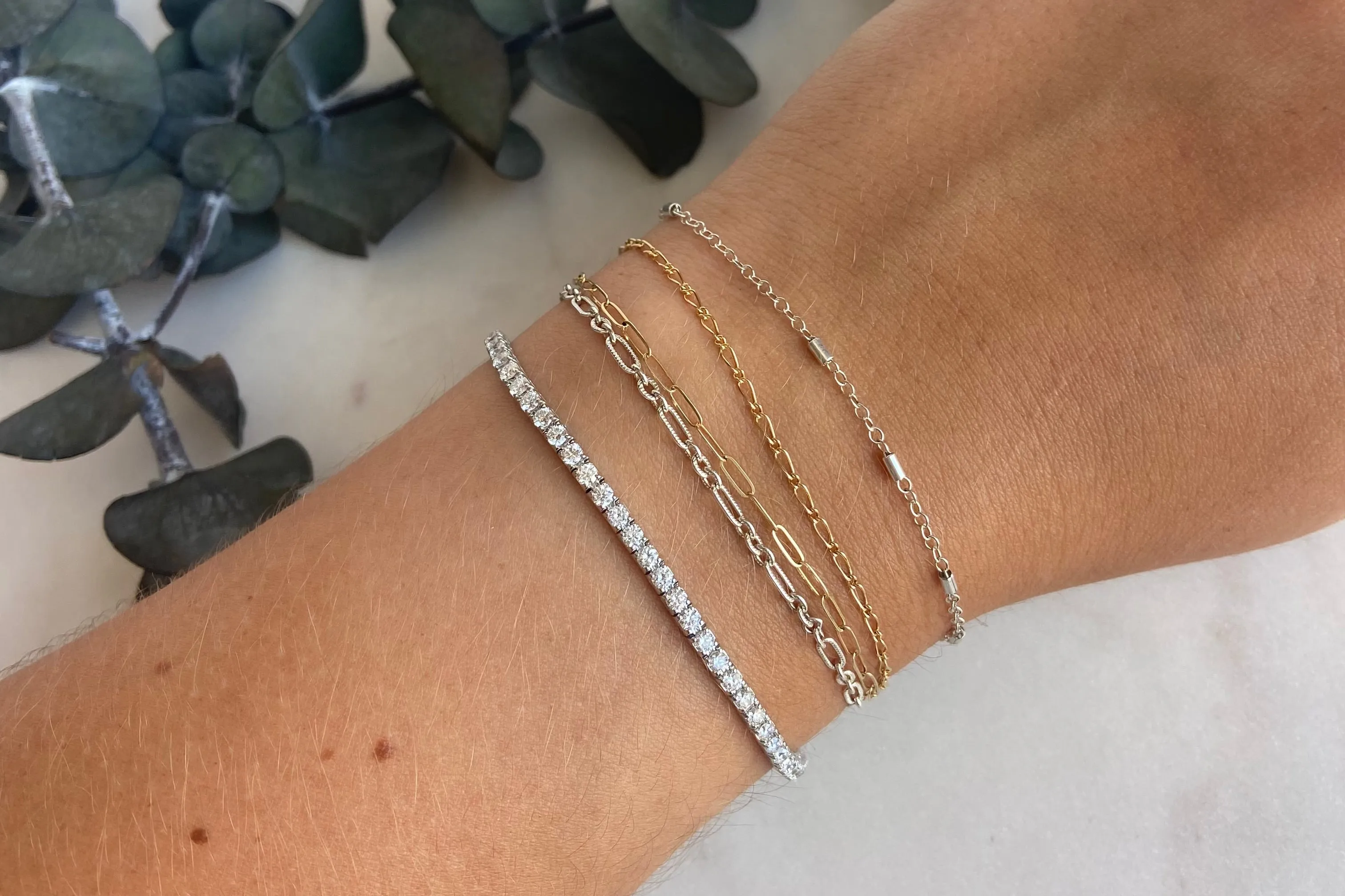 3 TCW White Gold Flexible Lab-Grown Diamond Tennis Bracelet