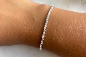 3 TCW White Gold Flexible Lab-Grown Diamond Tennis Bracelet