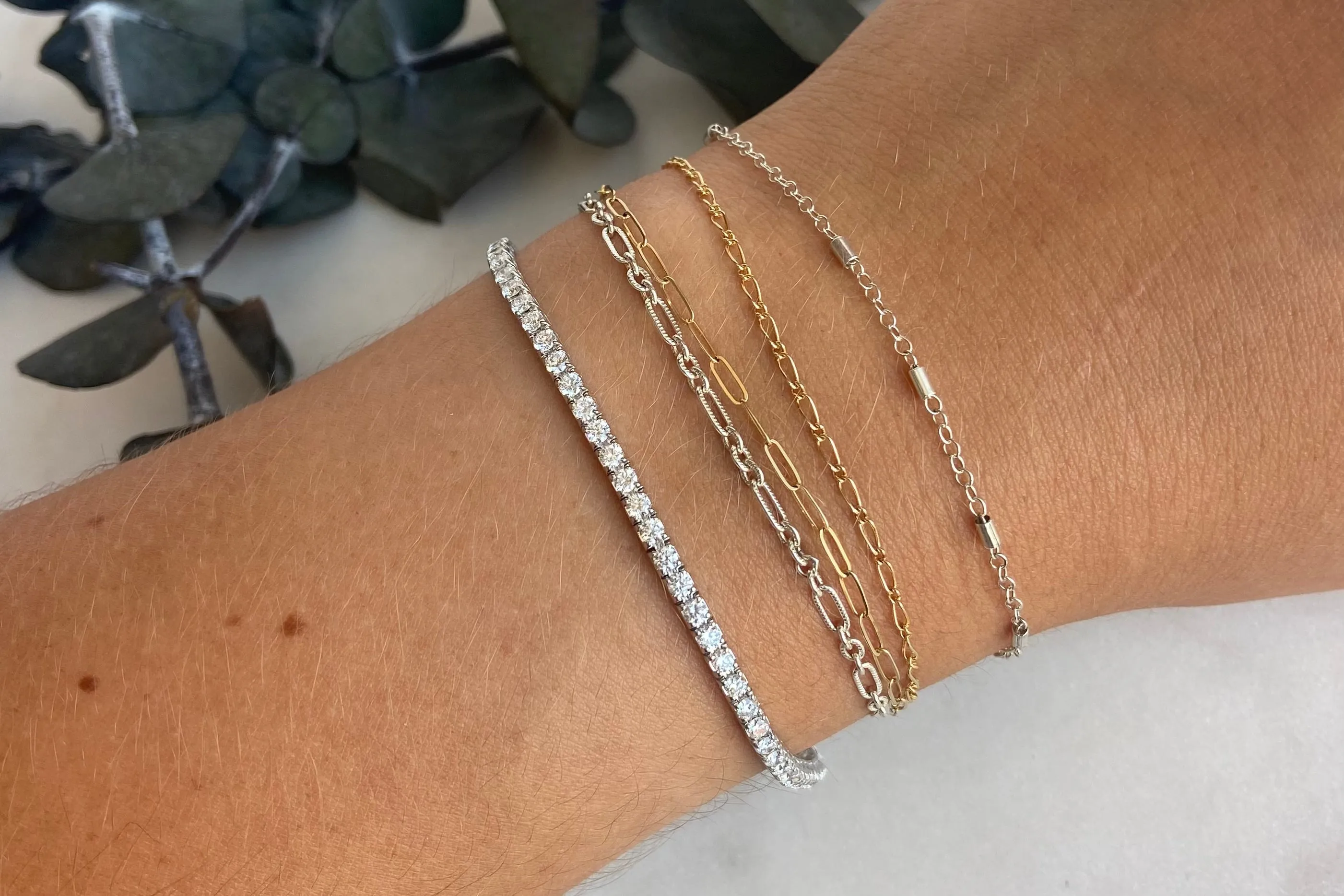3 TCW White Gold Flexible Lab-Grown Diamond Tennis Bracelet