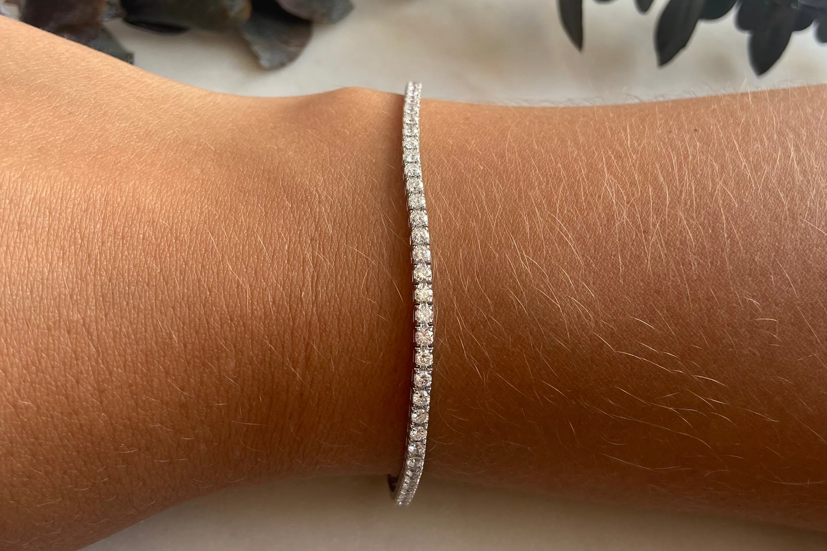 3 TCW White Gold Flexible Lab-Grown Diamond Tennis Bracelet
