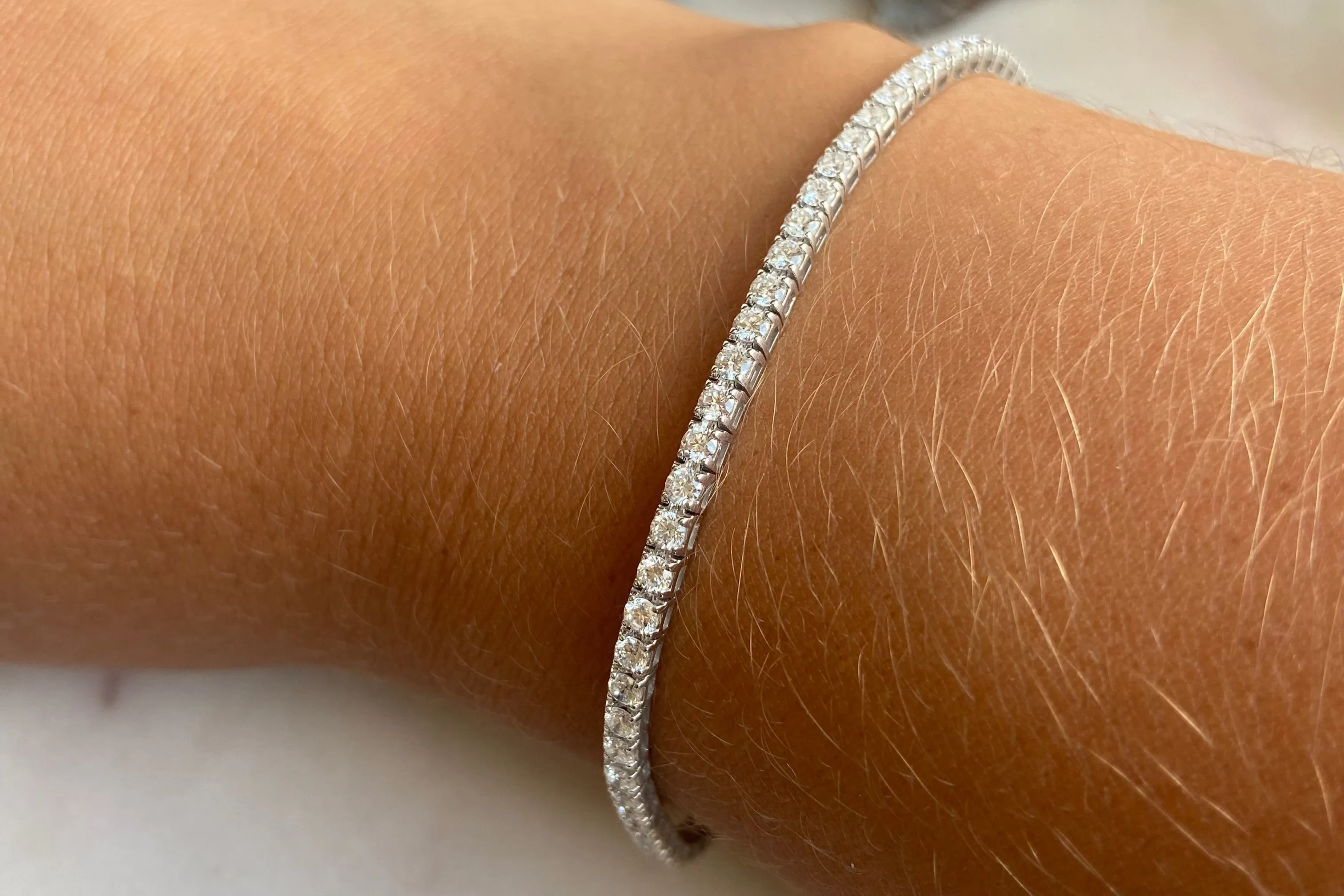 3 TCW White Gold Flexible Lab-Grown Diamond Tennis Bracelet