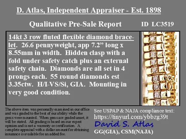 3.35ctw Vintage Diamond Flexible Bracelet