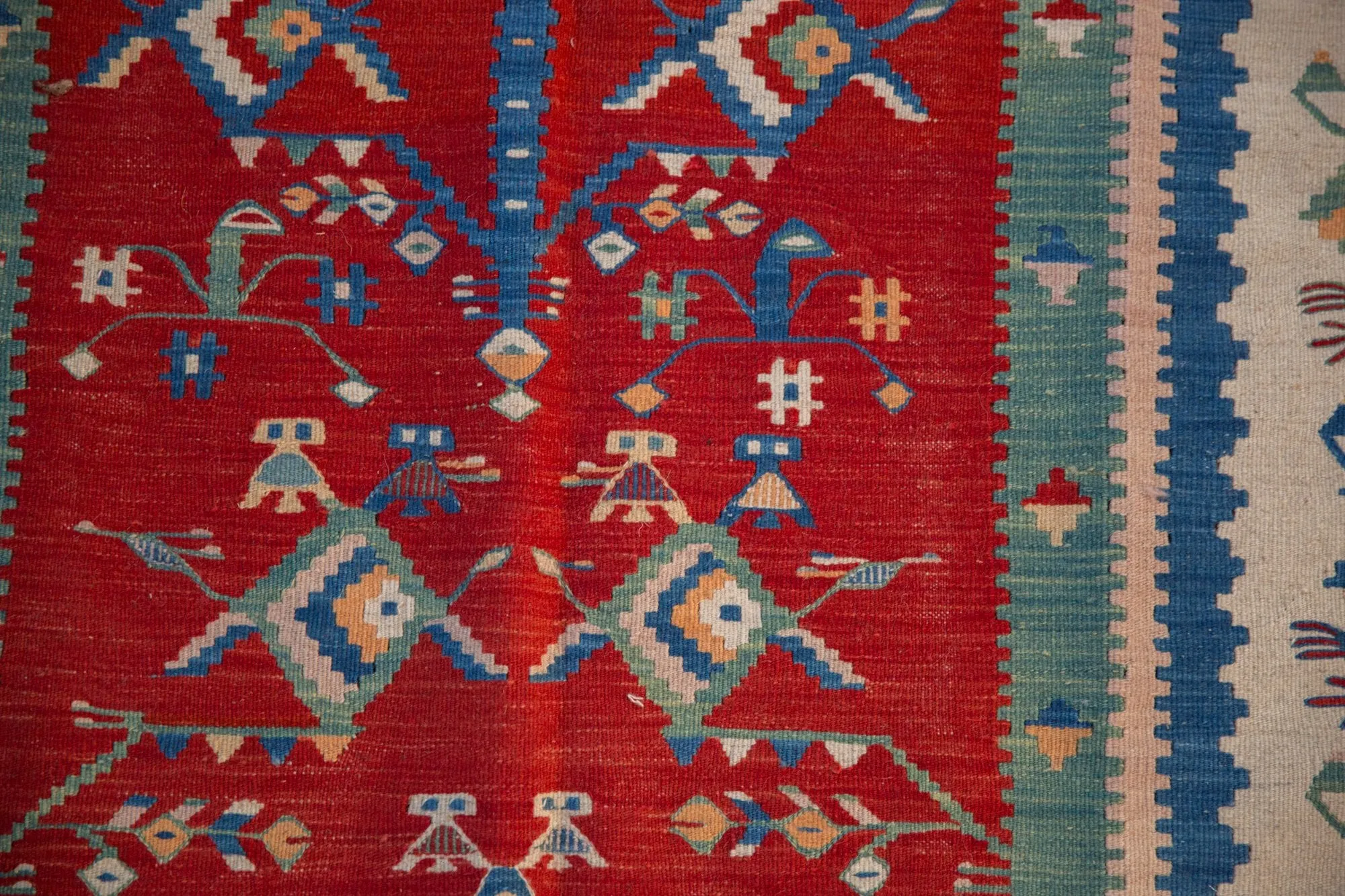 3.5x4.5 Vintage Fine Turkish Kilim Square Rug