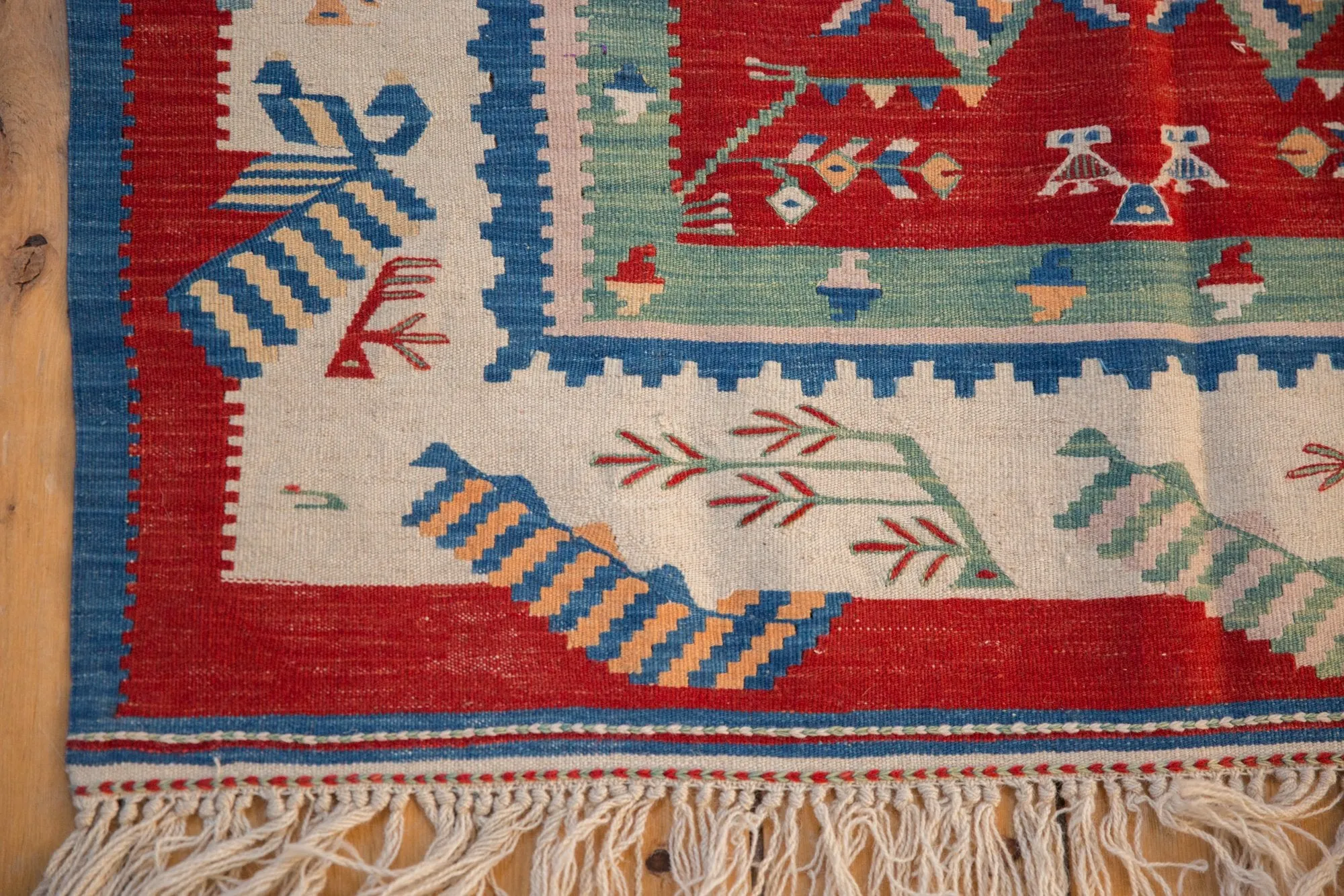 3.5x4.5 Vintage Fine Turkish Kilim Square Rug