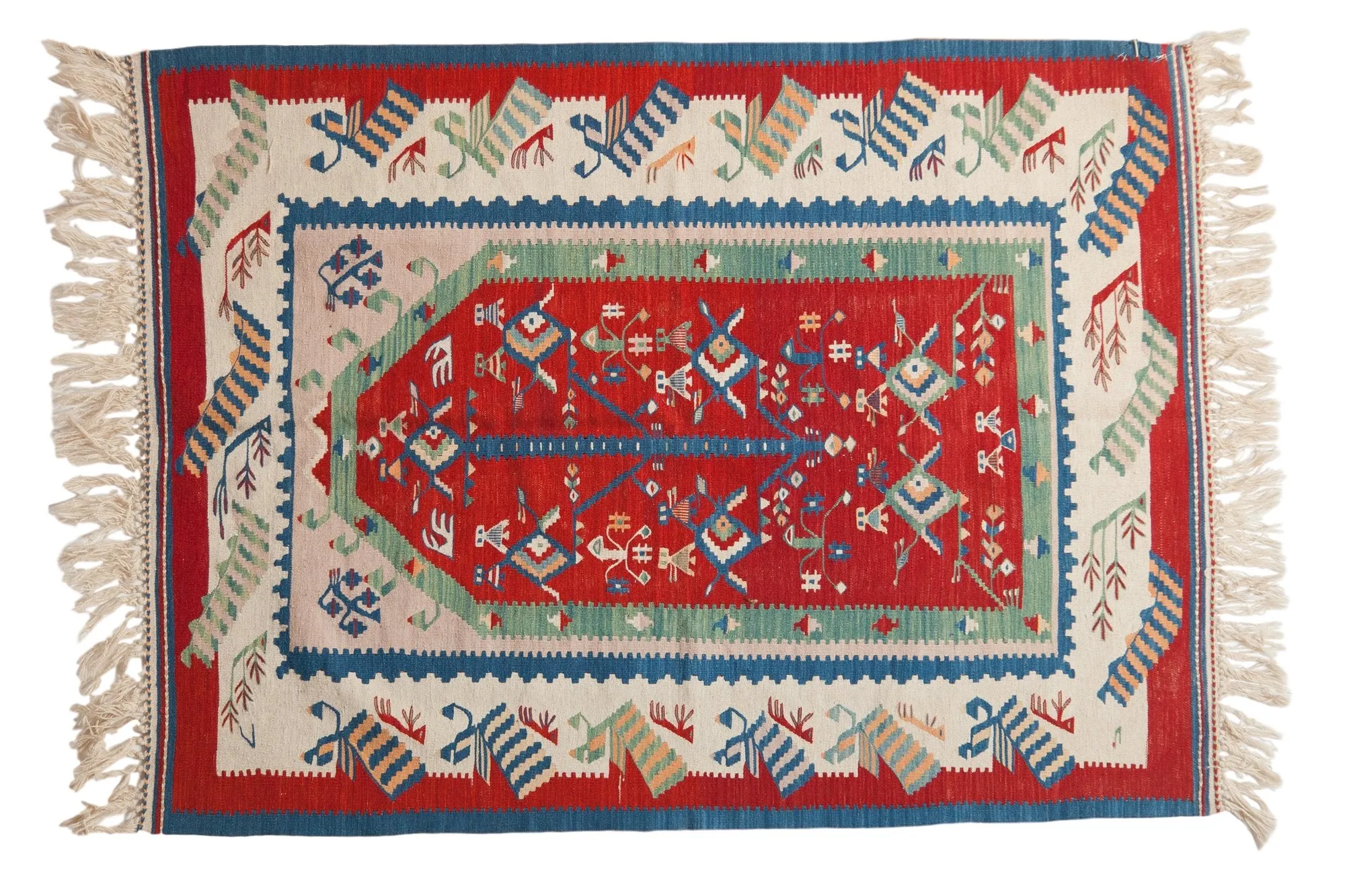 3.5x4.5 Vintage Fine Turkish Kilim Square Rug