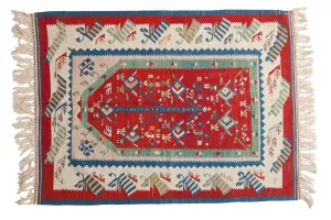 3.5x4.5 Vintage Fine Turkish Kilim Square Rug