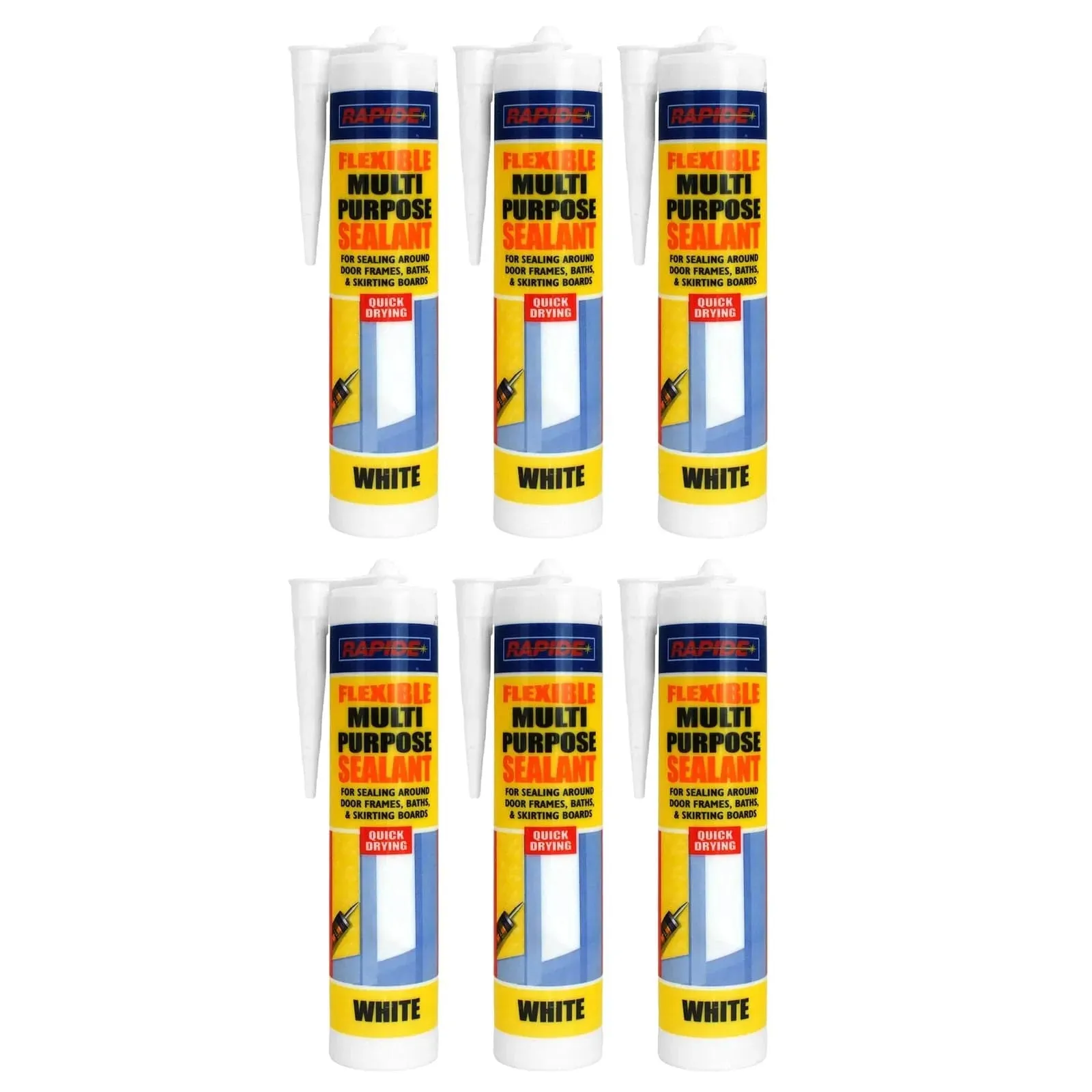 6 x Rapide Flexible Multi Purpose White Sealant | 6 x 260ml Cartridges