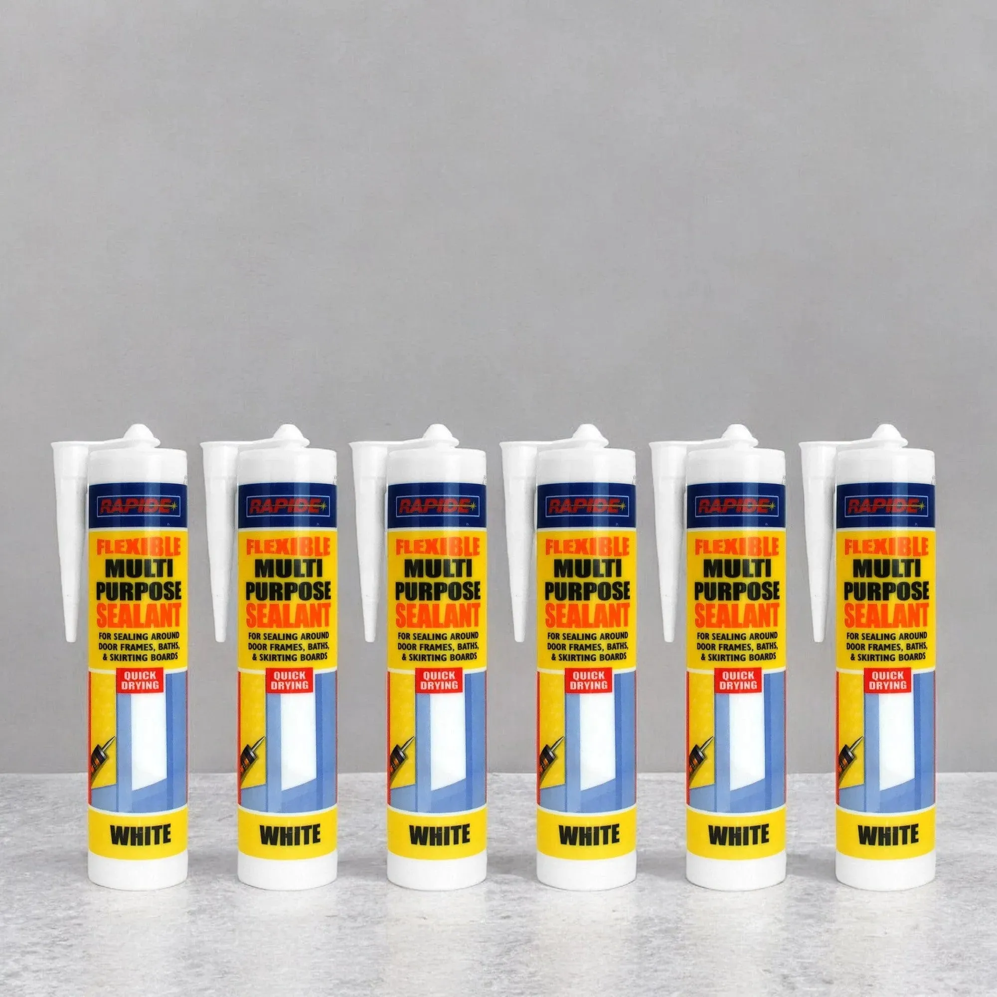 6 x Rapide Flexible Multi Purpose White Sealant | 6 x 260ml Cartridges