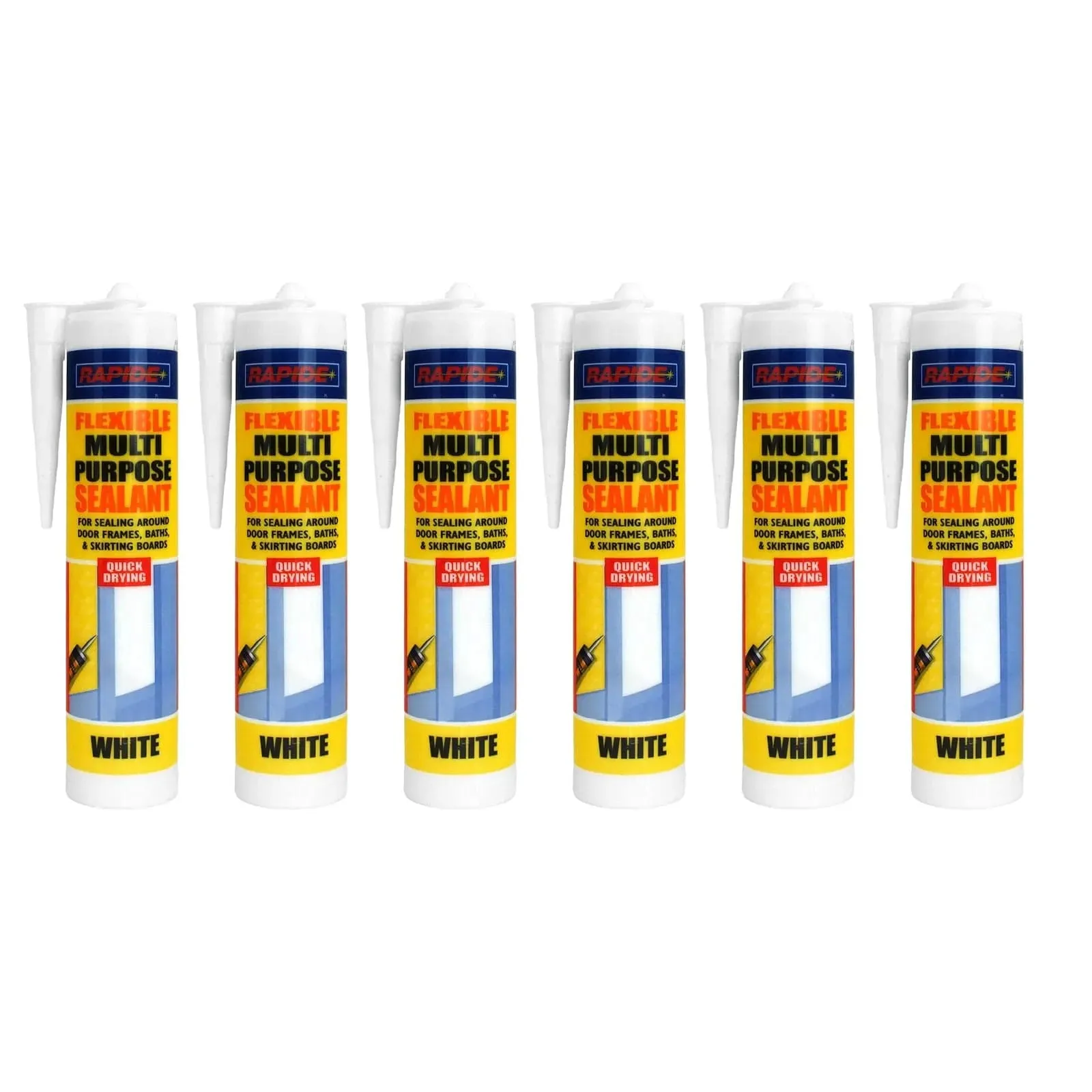 6 x Rapide Flexible Multi Purpose White Sealant | 6 x 260ml Cartridges