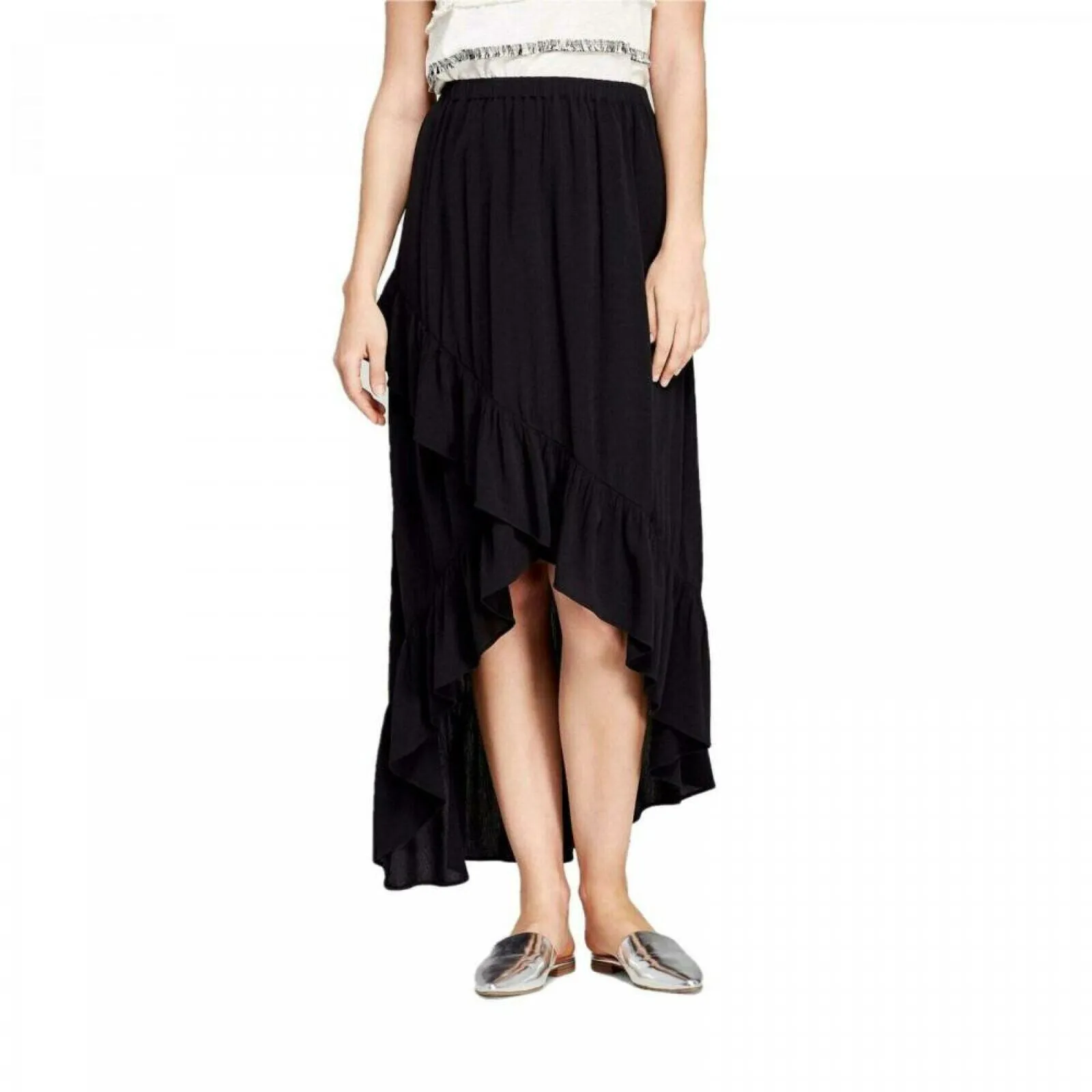 A New Day Women's High Hi Low Ruffle Maxi Skirt