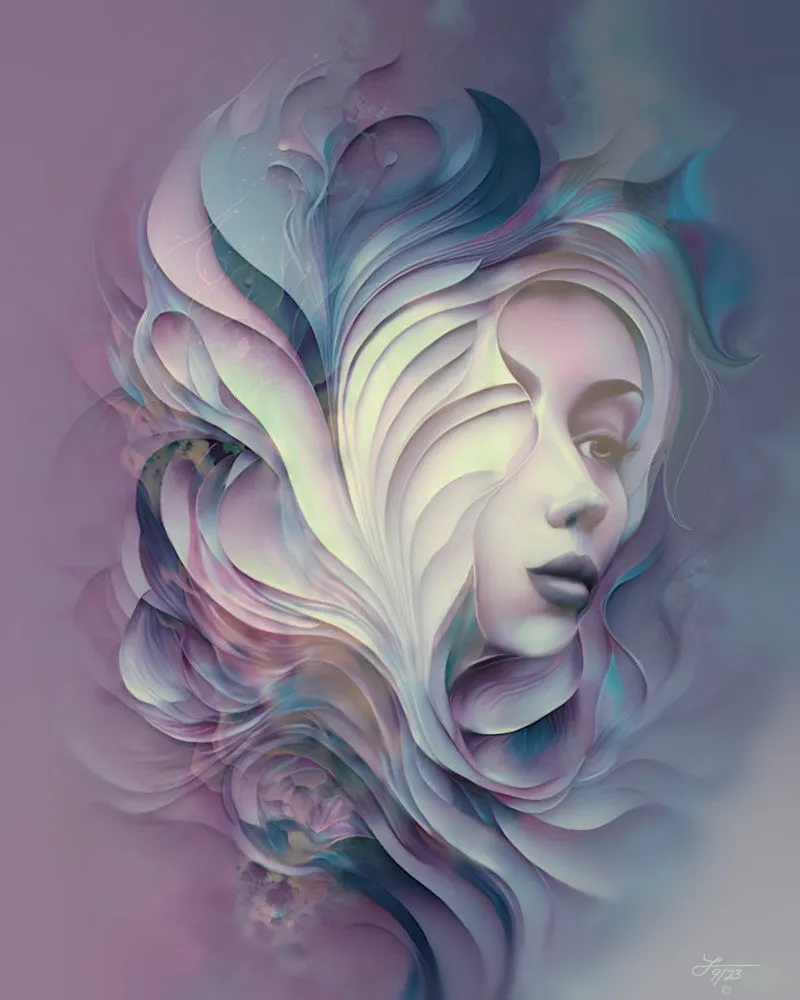 Abstract Art Print in Warm Pastel Colors, Ethereal Goddess with Symbolism by Primal Painter - "Gaia"