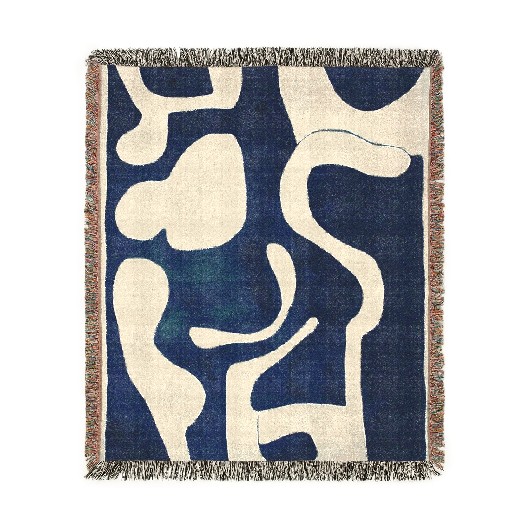 Abstract Blue Painting Woven Blanket