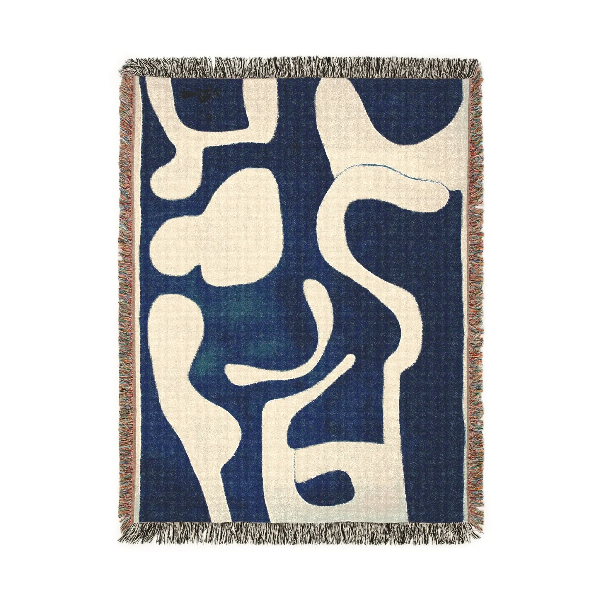 Abstract Blue Painting Woven Blanket