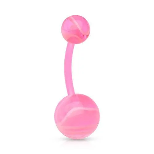 Acrylic Bio Flex Marble Swirl Flexible Belly Button Navel Ring