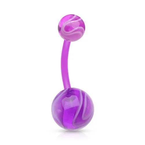 Acrylic Bio Flex Marble Swirl Flexible Belly Button Navel Ring