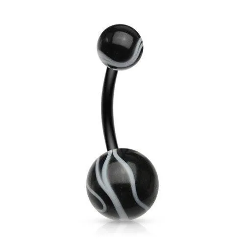 Acrylic Bio Flex Marble Swirl Flexible Belly Button Navel Ring