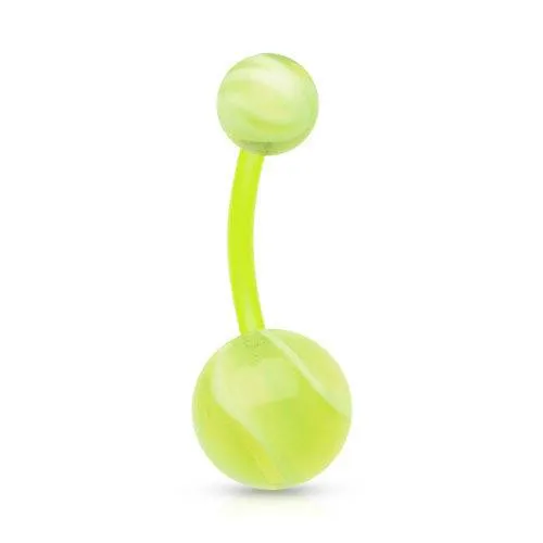 Acrylic Bio Flex Marble Swirl Flexible Belly Button Navel Ring