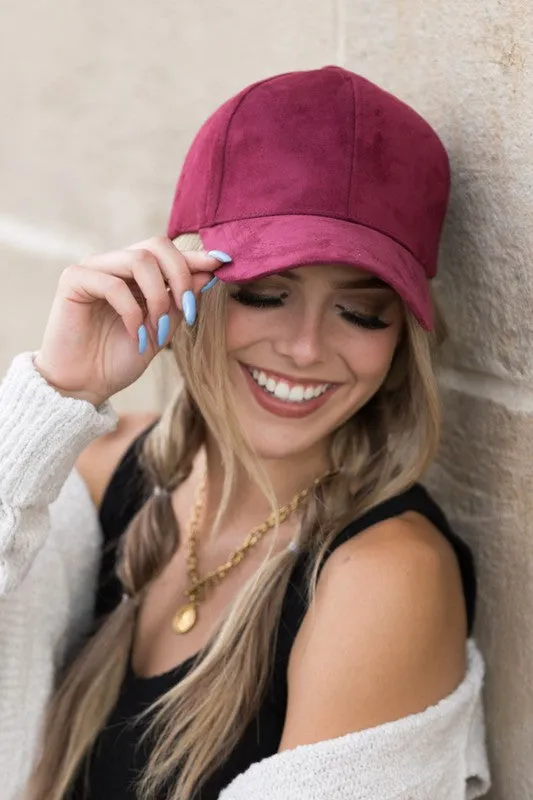Aili's Corner Suede Boyfriend Ball Cap Hat
