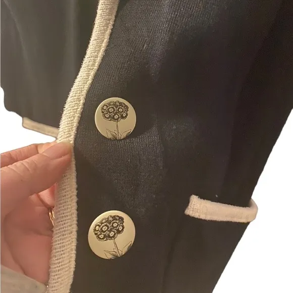 Anthropologie Moth Black and White Knit Sweater Blazer, size S