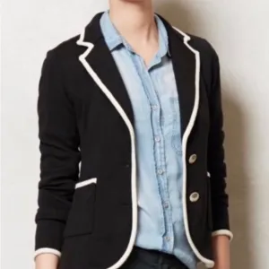Anthropologie Moth Black and White Knit Sweater Blazer, size S