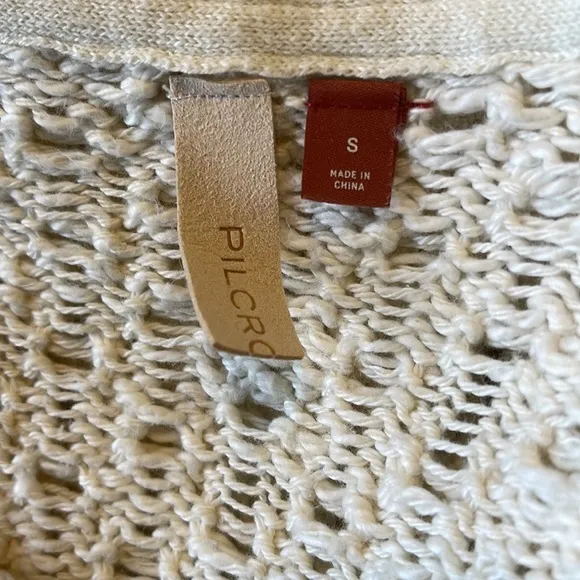 Anthropologie Pilcro ivory woven knit crochet‎ v-neck Sweater size S