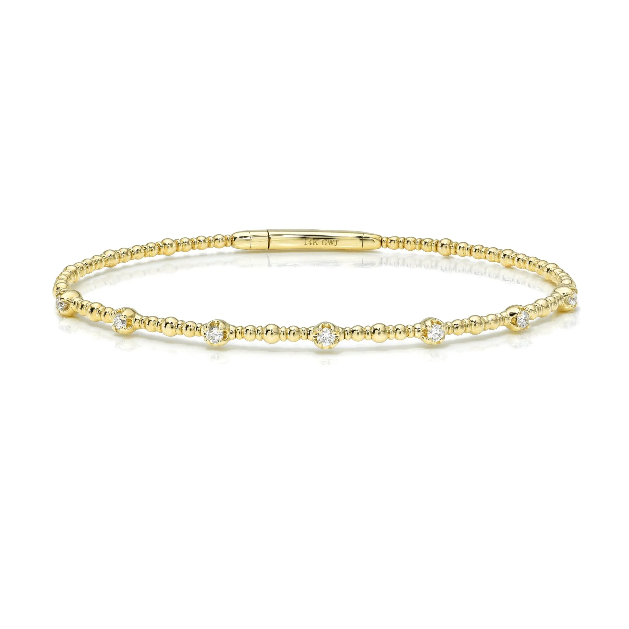 Beaded Diamond Station Flexible Bangle