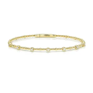 Beaded Diamond Station Flexible Bangle