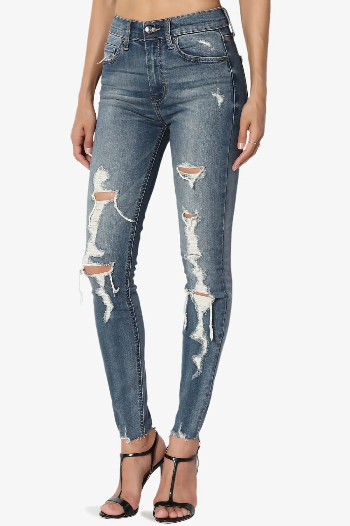 Bella Super High Rise Crop Skinny in Distressed MD