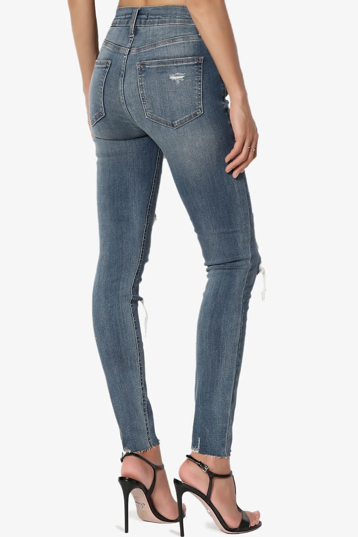 Bella Super High Rise Crop Skinny in Distressed MD