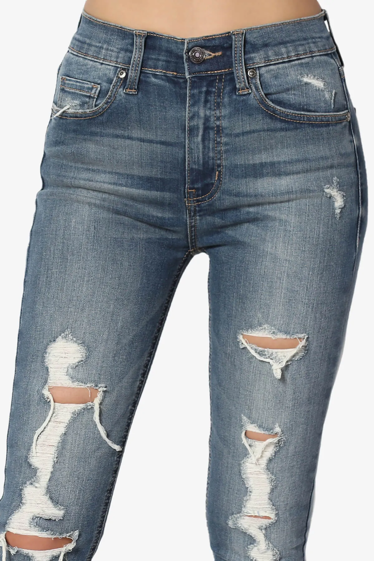 Bella Super High Rise Crop Skinny in Distressed MD
