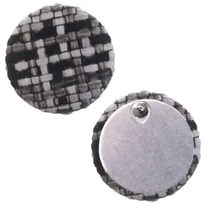 Black Woven Knit Stud Earrings