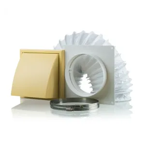 Blauberg DK-100-PVC-COT Ventilation PVC Flexible Duct Cowled Wall Kit 4" 100mm Cotswold Stone