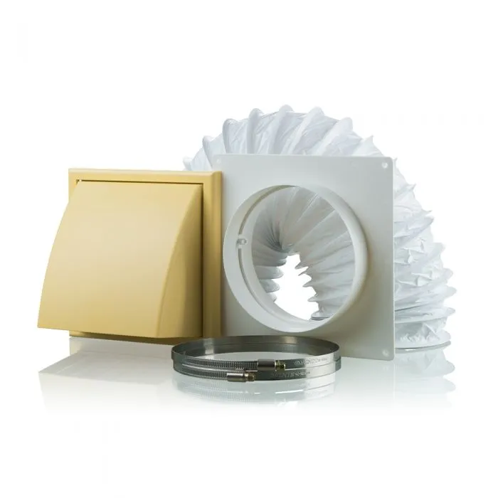 Blauberg DK-100-PVC-COT Ventilation PVC Flexible Duct Cowled Wall Kit 4" 100mm Cotswold Stone