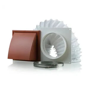 Blauberg DK-100-PVC-TER Ventilation PVC Flexible Duct Cowled Wall Kit 4" 100mm Terracotta