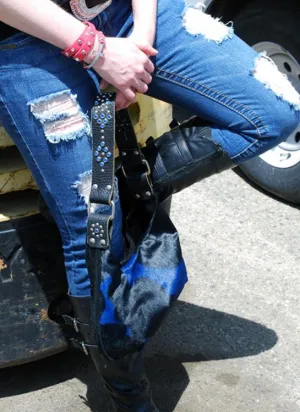 Blue Black Cowhide Purse