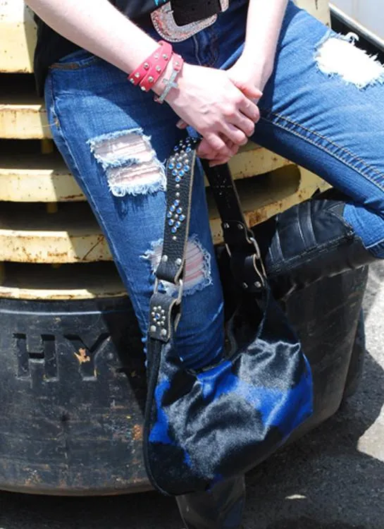 Blue Black Cowhide Purse