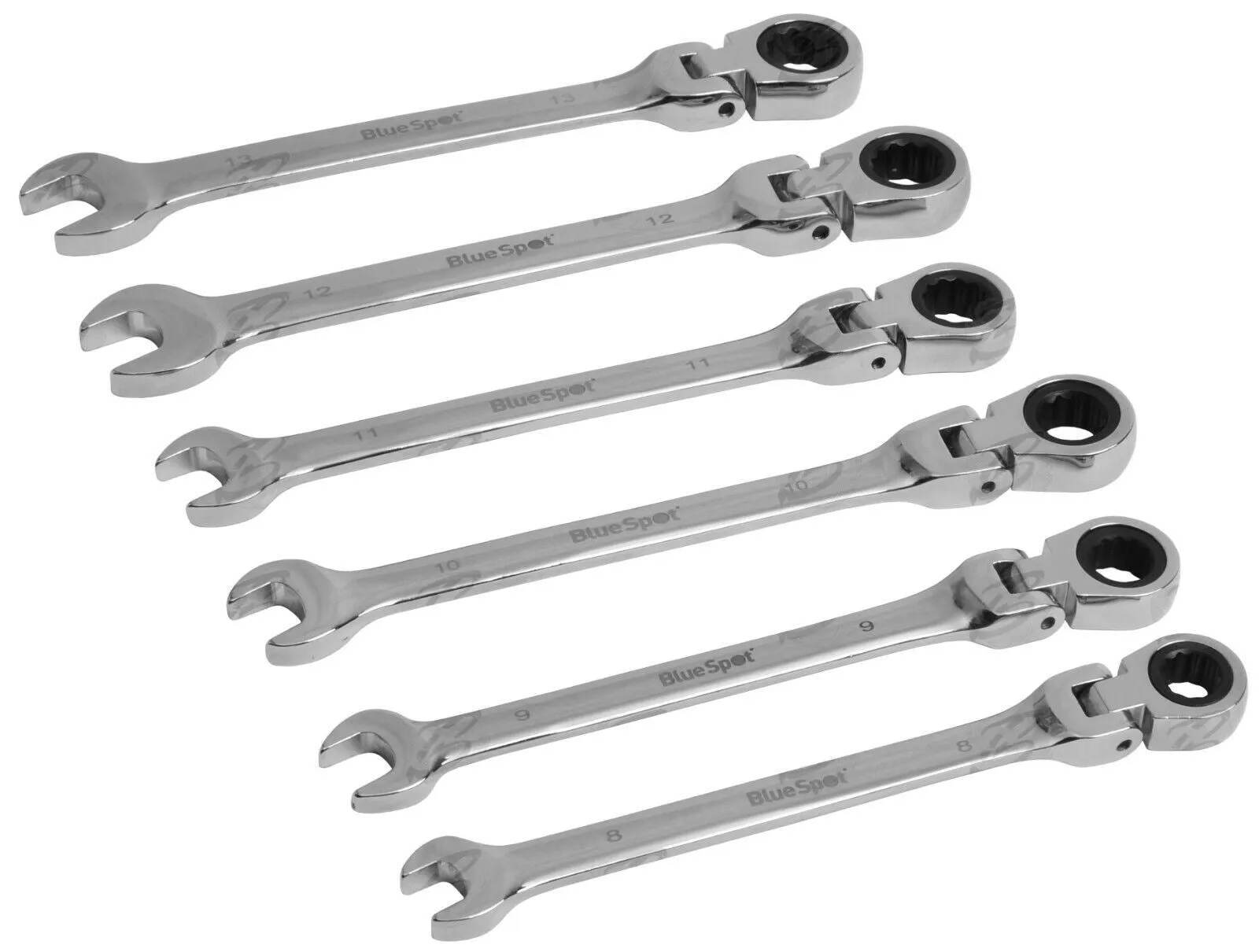 BLUESPOT 12PCS COMBINATION FLEXIBLE RATCHET SPANNER SET 8MM - 19MM