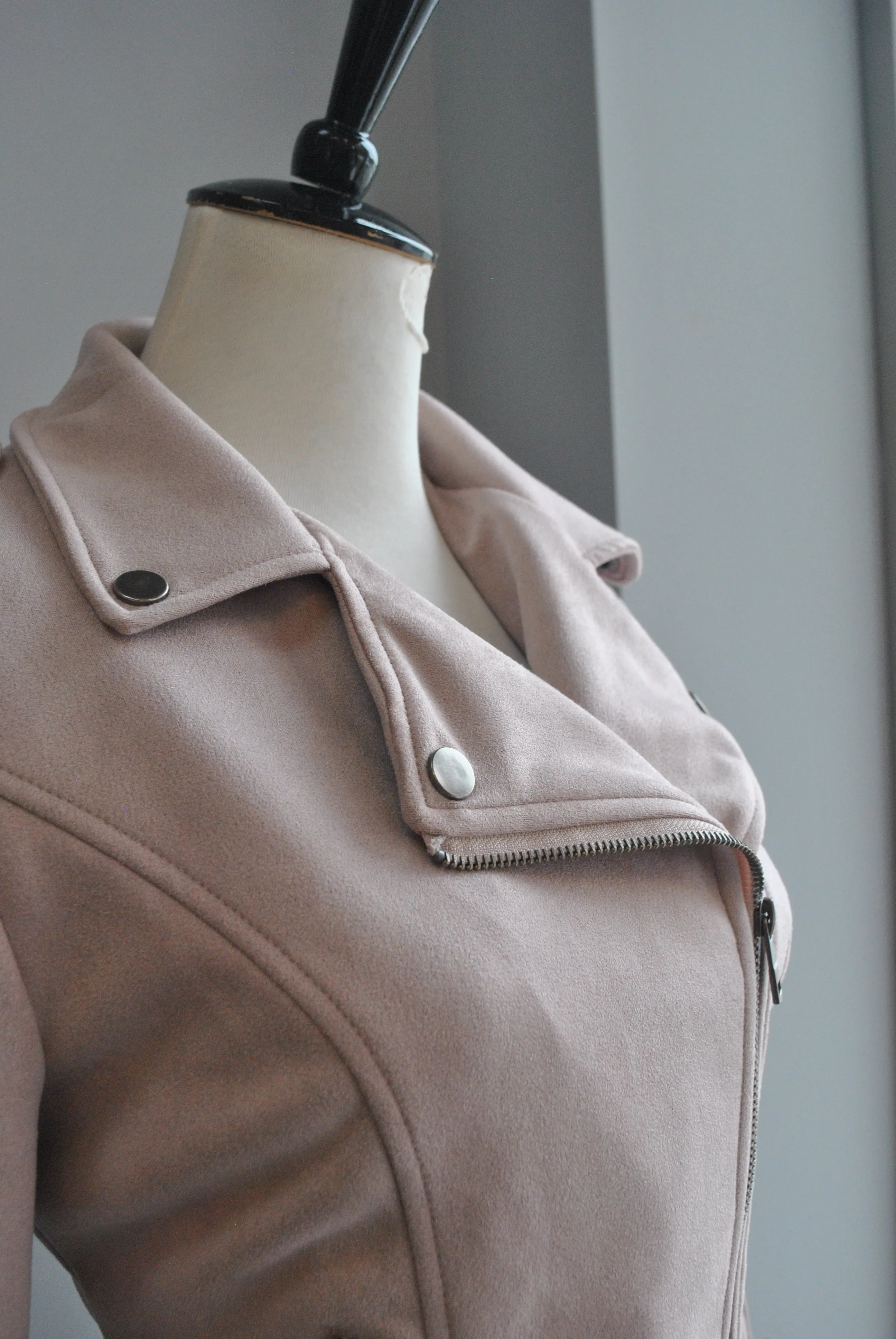 BLUSH PINK MOTO FAUX SUEDE JACKET
