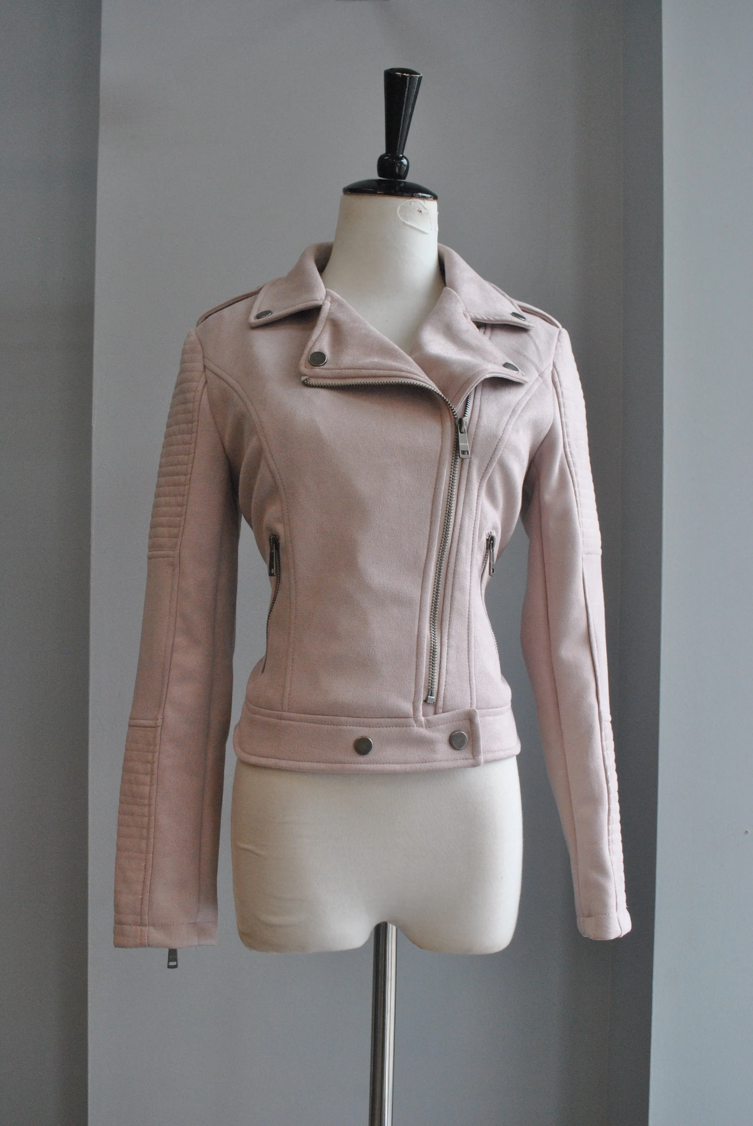 BLUSH PINK MOTO FAUX SUEDE JACKET