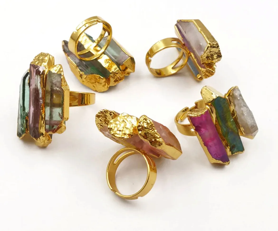 Boho & Mala Natural Mix Stone Open Ring (adjustable) R1052