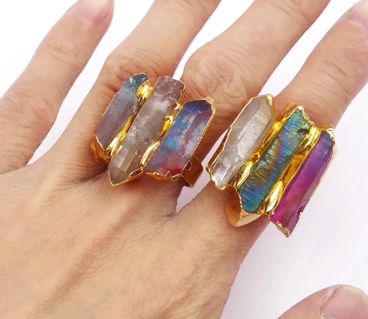 Boho & Mala Natural Mix Stone Open Ring (adjustable) R1052